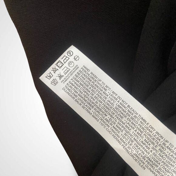 MNG by Mango Black Dress Women's Size M Short Ruched Long Sleeve Deep V Neck - Picture 11 of 12